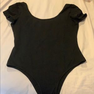 Black bodysuit with flattering low back
